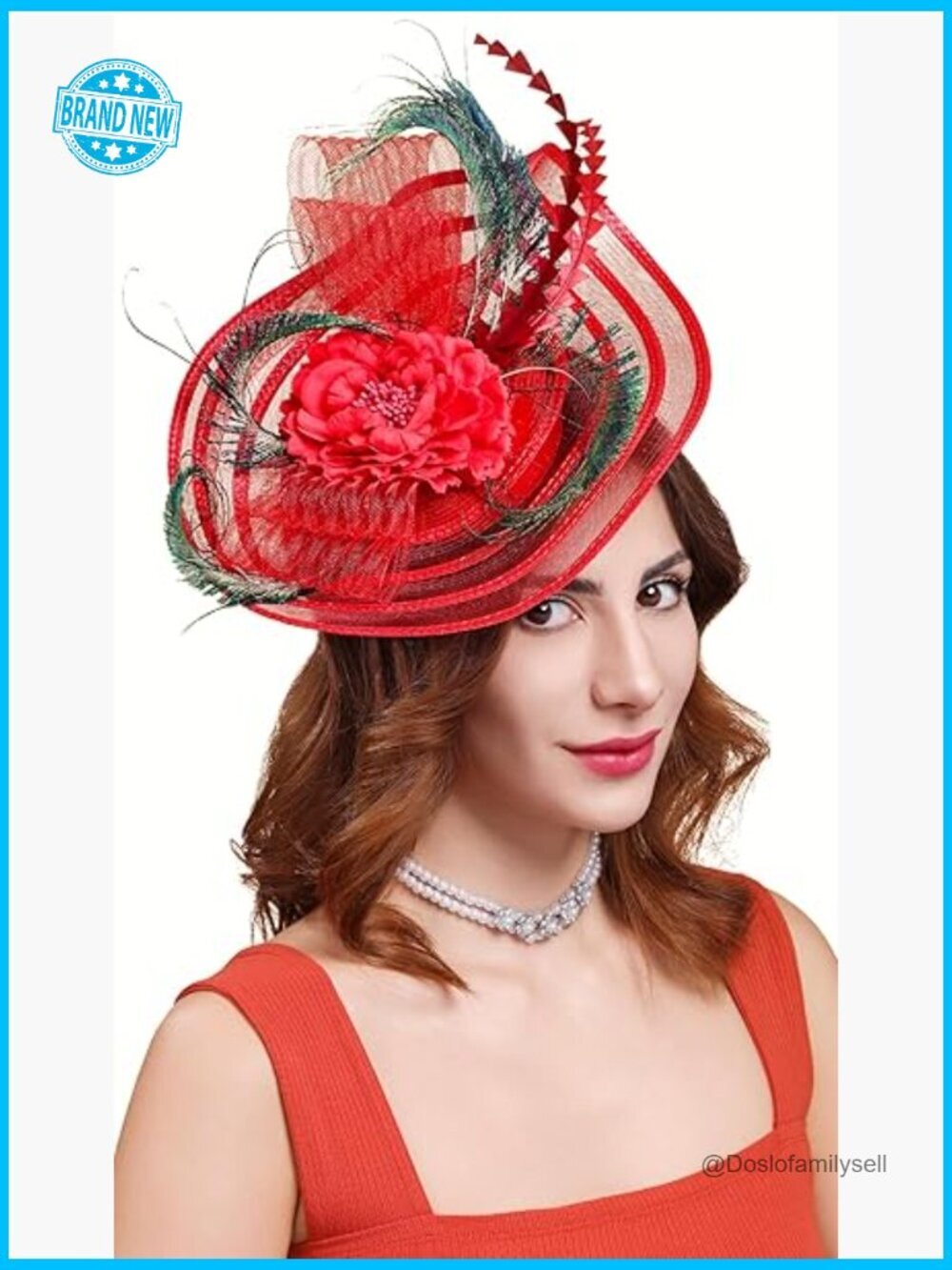 Bridal Fascinator Headband with Feather Mesh Veil Cocktail Party Hat
